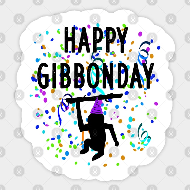 Gibbon gibbontag october 24th funny design Sticker by FindYourFavouriteDesign